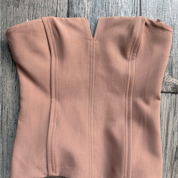 Zara Strapless Crop Top in Brown - Picture 2 of 2